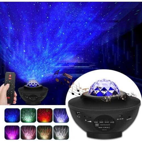 USB Starry Bluetooth Music Starlight Projector Stage Ocean Wave Projection Lamp Night Light Star Projector Room Decor