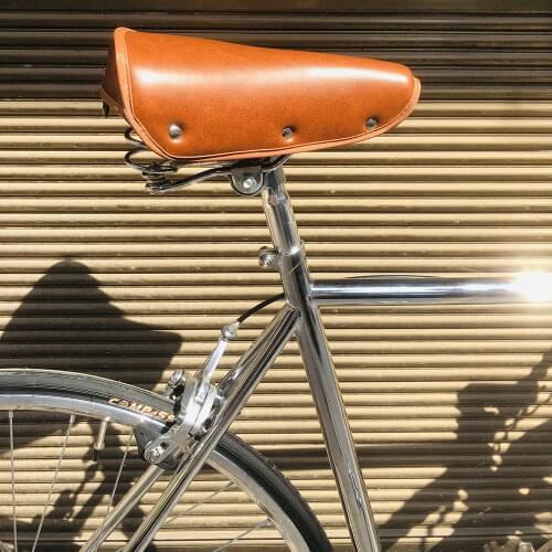 Vintage Road Bike Saddle Leather Cushion Bike Seat Retro Style Commuter PU Bicycle Damping Spring