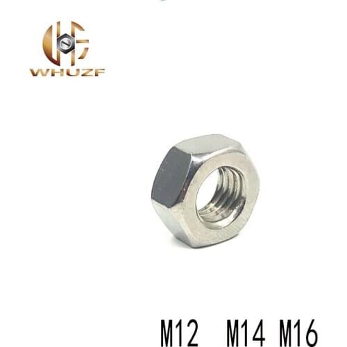 High Quality 10pcs M12 M14 M16 thread hex nut 304 stainless steel hexagon nuts metric thread hex nut