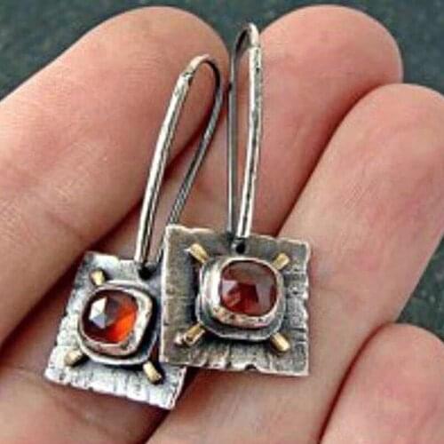 Jewelry New Red Rhinestone Dangle Crystal Earring Womens Fashion Ancient retro color Earrings Gem Earrings Gift