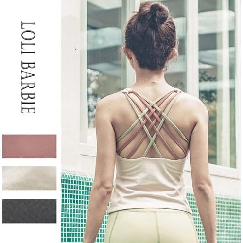 Yoga Womens Sports Vest Quick Dry Breathable with Chest Pad Beauty Back Shock-proof Underwear Fitness Vest