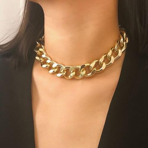2021 Fashion Big Punk Choker Necklace for Women Twist Gold Silver Color Chunky Thick Lock Choker Chain Necklaces Party Jewelry