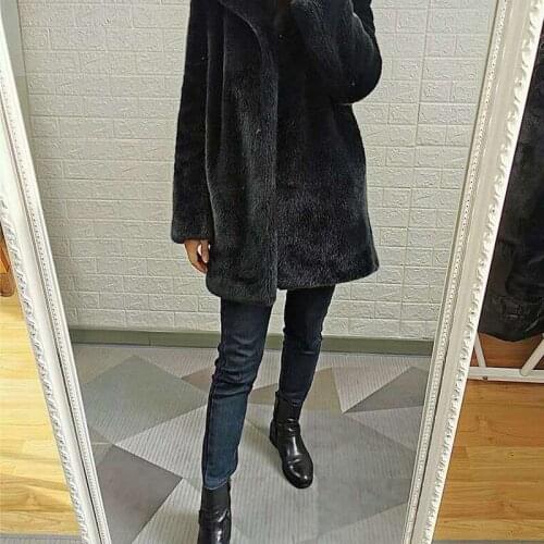 Winter Warm Faux Fur Coats Jackets Women Furry Fake Fur Cropped Jacket Turn Down Collar Button Cardigan Overcoat