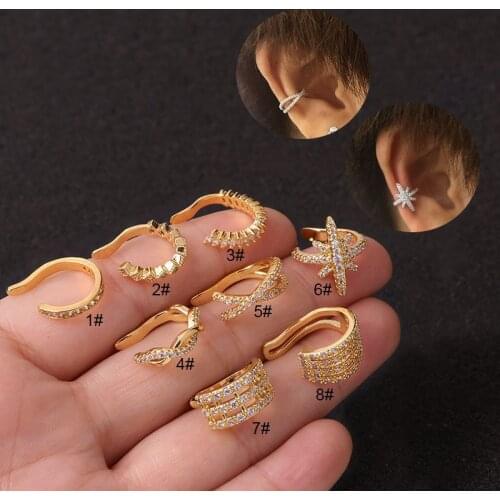 1piece Fake Piercing Jewelry Adjustable Cz Ear Cuff Conch Tragus Helix Cartilage Body Jewelry