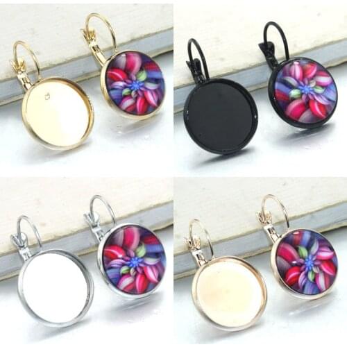 16mm 10pcs/lot 5 Colors Zinc alloy Earrings Blank/Base,Fit 16mm Glass Cabochons,snap button B0001