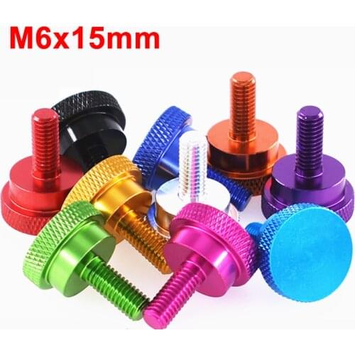 2PCS M6x15mm Knurled Thumb Screws DIY Non-slip Step Screw Aluminum Alloy Multiple Color
