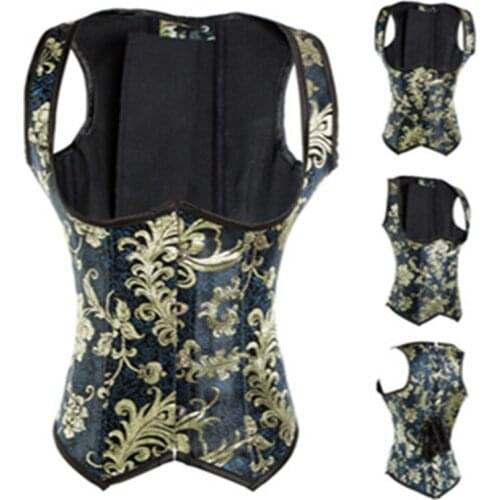 2017 Steampunk Plus Size Sexy Steel Boned Corset Underbust Corsets And Bustiers Retro Embroidery Corselet Women Corsage Corpete