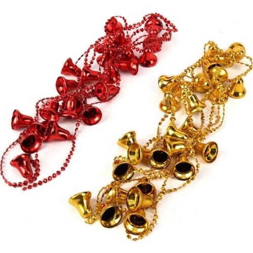 5pcs 2.9m Gold/Silver/Red Jingle Bell Garland Chain For Christmas Xmas Party Holiday Tree Venue Hanging Decoration