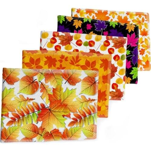 50*145CM Fabric Autumn Fallen Maple Leaves Printed Polyester Cotton Twill Fabric Patchwor Printed