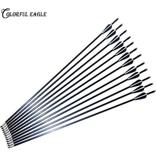 6/12/24/30pcs 28/29/30/31.5-inch glass fiber Arrow spine 500 black& white feather Target Practice compound Recurve Bow Shooting