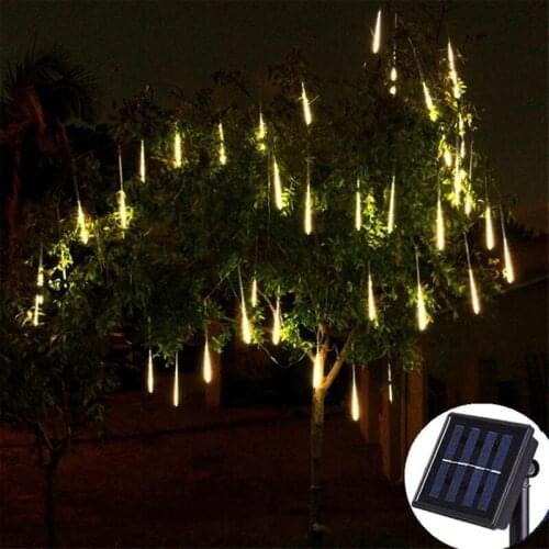 8 Tubes Solar LED Meteor Shower Garland Holiday Strip Light Outdoor Waterproof Fairy Lights for Garden Street Wedding Decoration