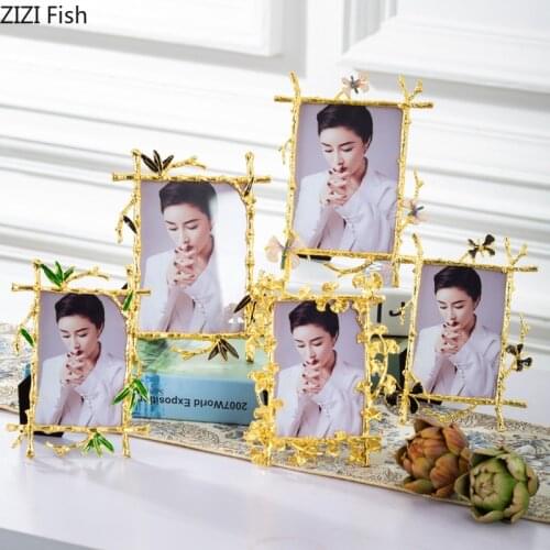 8x10 Picture Frame Gilded Decorative Glass Photo Frame Metal Gold Frames for Pictures Living Room Decoration Desktop Ornaments