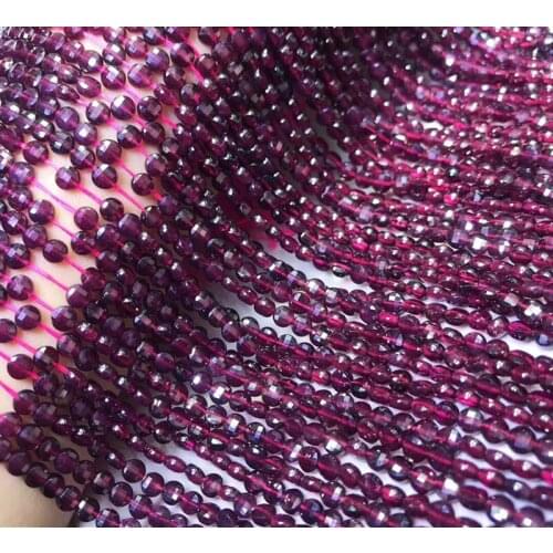 AAA LOOSE BEADS purple/red Garnet coin faceted 4mm Wholesale for DIY jewelry necklace 36cm