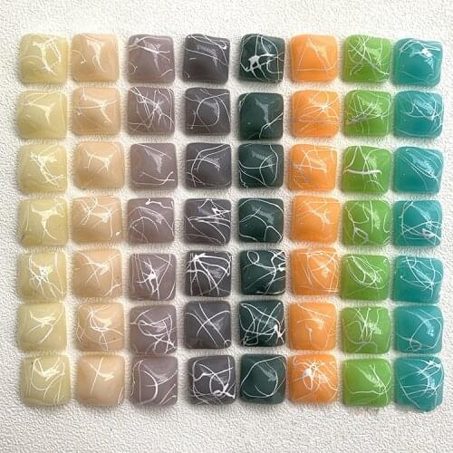 2020 New 16mm Splash ink lines geometry Irregular square shape resin cabochon beads diy jewelry earring/garment accessory