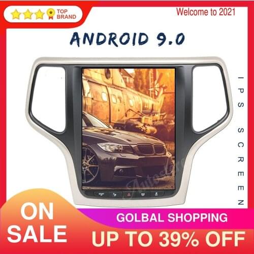 128 Tesla Style Android 9.0 Car Multimedia Player GPS Navigation For JEEP Grand Cherokee 2014-2019 Gold Stereo Head Unit Carplay