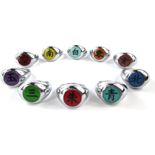 Brdwn Cosplay Akatsuki Ninja Nagato Deidara Sasori Kakuzu Orochimaru Zetsu Hidan toy figure Ring 10 Pcs/Set