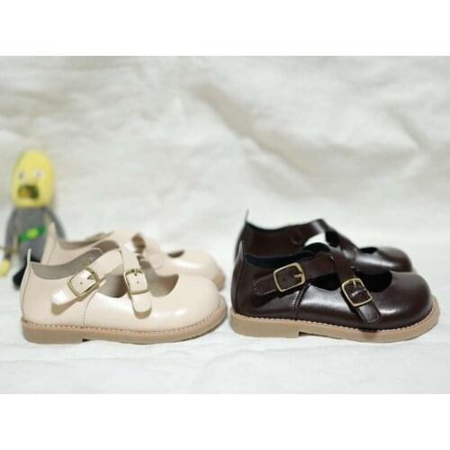 Childrens Casual Leather Shoes 2021 Spring and Autumn Models Velcro Cross Strap Leather Soft Sole Casual Shoes for Girls