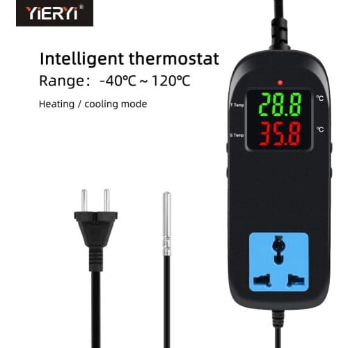 Yieryi Temperature Controller Electronic Thermostat Thermocouple Thermostat LED Digital Display Breeding with Socket AC 90V~250V