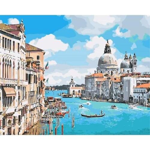 GATYZTORY Frame DIY Painting By Number Kits For Adults Italy Landscape Picture By Number Acrylic Canvas By Numbers For Home Deco