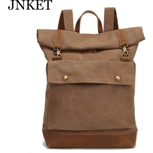 JNKET New Retro Canvas Backpacks Shoulder Casual Large Capacity Pack Outoor Travel Bag