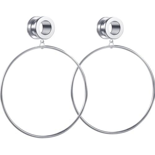 JUNLOWPY Ring Dangle Screw Steel Ear Plugs And Tunnels Piercing Cartilage Earring Expanders Lobe Stretching Gauges 60pcs 6 Sizes