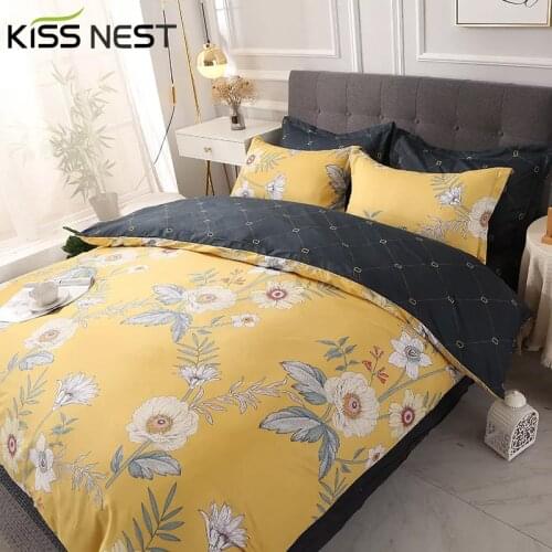 2/3 Pcs Nordic Home Textile Yellow Flowers Pattern European Style Twin Size Bedding Set,Duvet Cover 220x240 200x200, For Bedroom