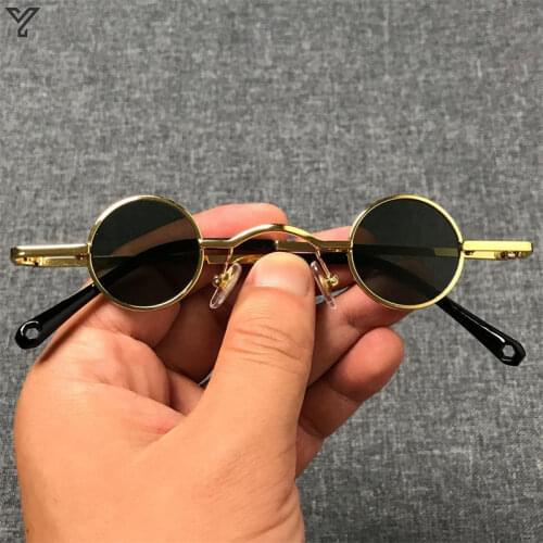Punk Round Sunglasses Retro Men Women Super Small Frame Hip Hop Concave Shape Glasses