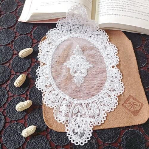 2Pcs 30*18cm European Lace Embroidery Water Soluble Flowers Tablecloth Coffee Table Oval Cushion Hollow Embroidery Accessories
