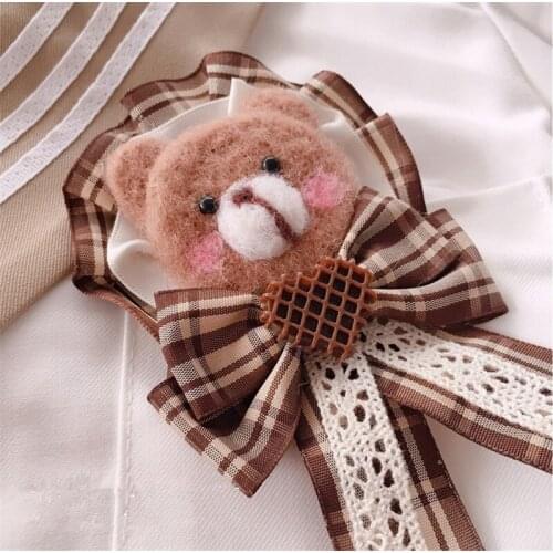 Lolita Bear Badge Side Clip Japanese JK Coat Bag Brooch Bow Hairpin Birthday Gift D624