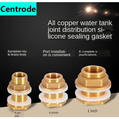 1/2 IN inside and outside wire connector copper 1 IN water tower pool fish tank bucket lengthened drainage interface accessories