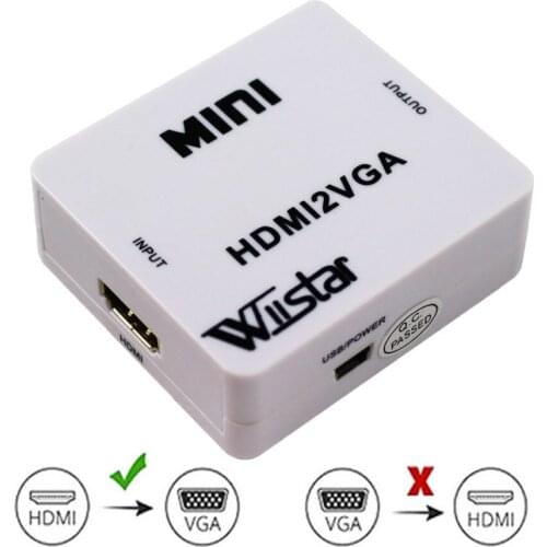 Mini HDMI to VGA Converter Audio Video Signal Output Adapter HDMI2VGA Support 1080P HDMI In VGA Output for DVD Laptop HDTV White