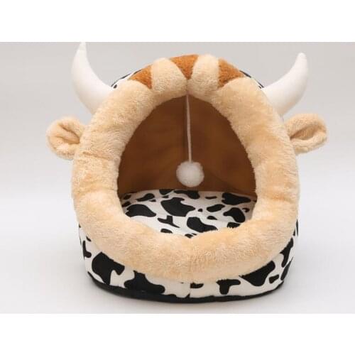 Small Pet Dog Tent Kennel 4 Colors Soft Polar Fleece Dog Beds Indoor Pet Mat Home Cotton Warm Cute Animal Ears Cat Soft House