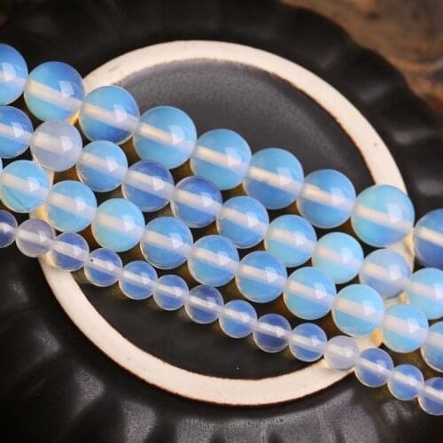 Natural Stone Smooth White Opalite Quartz Loose Beads 4/6/8/10/12/14MM For DIY Necklace Bracelet Jewelry Making Free Shipping