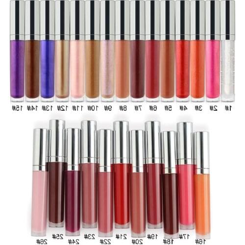 NEW 26 Colors Long Lasting Waterproof Liquid Lipgloss Clear Shiny Glitter Glossy Makeup Lip Gloss Custom Private Label Wholesale