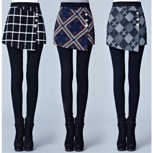 2017 Autumn and winter plus velvet thick fake two pieces sets leggings skirt DDK91