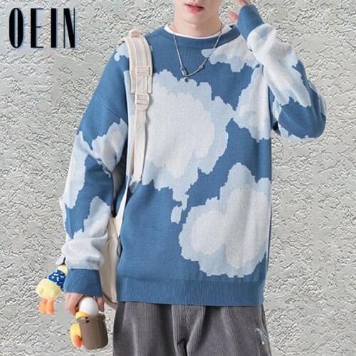 OEIN Autumn Casual Sweater Men 2021 Fashion Streetwear Long Sleeve Knitted Pullover Oversized Sweater Cotton Coats Mens Clothing