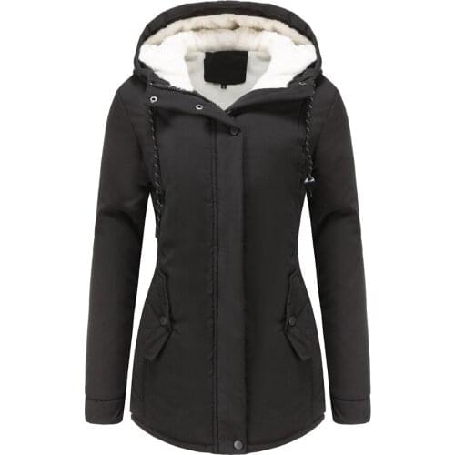 New2020 Women Winter Coat Warm Slim Outerwear Fashion Elastic Waist Zipper Pocket Hooded Drawstring Overcoats Autumn Clothes