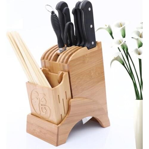 Creative Simple Bamboo Knife Holder Chopsticks Storage Shelf Fork Spoon Rack Multifunctional Knife Block Stand Kitchen Tools
