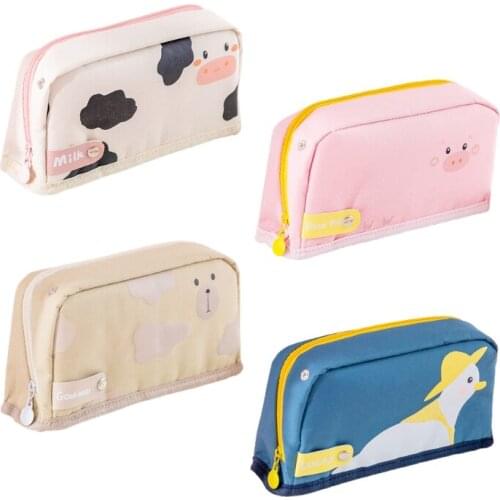 Portable Canvas Pencil Case Foldable Stationery Holder Bag for Children Students
