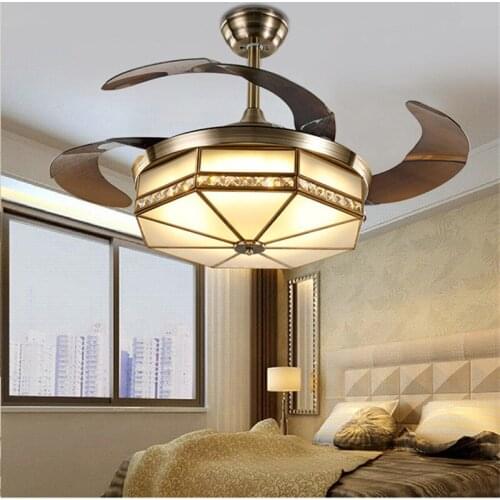 Ceiling Fans light LED 42 inch Copper Frequency conversion motor Traditional ceiling fan light dimmer Remote control 85-265V