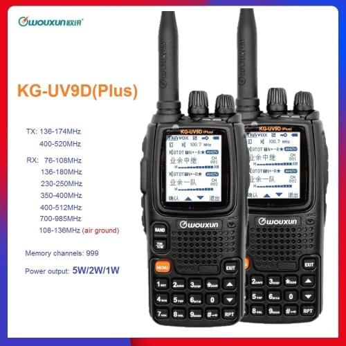 2pcs Wouxun KG-UV9D Plus Walkie Talkie Radio Transceiver VHF UHF Receive Air Band 108-136MHz Police 350-390MHz UV9R Ham CB Radio