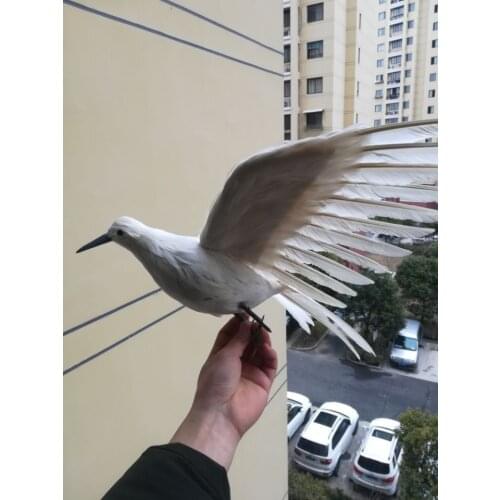 Real life toy about 35x38cm white feathers Egret spreading wings bird model ornament home garden decoration gift h1328