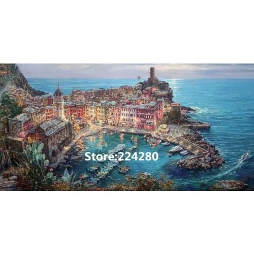 Needlework,Harbour Seaside town Scenery embroidery,Unprinted DIY Cross stitch kits,Art Pattern counted Cross-Stitching decor