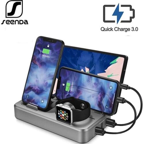 SeenDa USB Charging Station Multi Devices 5-Port 50W Fast Charger Docking Station QC 3.0 Desktop Watch Stand Electronic Devices