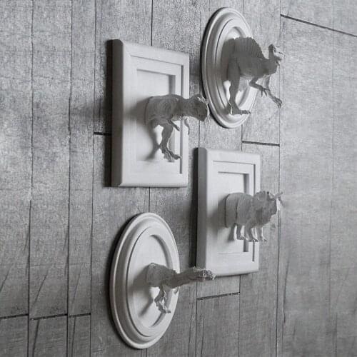 Home Statue Decoration Accessories Vintage Terrible Era Spinosaurus Sculpture Room Wall Decor Resin Triceratops Head Statues