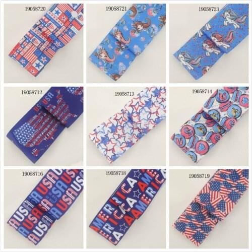 Thermal Transfer Independence Day Printed Grosgrain/Satin Ribbon 5 yards 25mm/38mm for DIY Hair Bows Party Supply