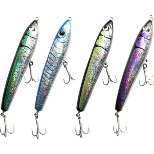 AS StickBaits VMC Treble Hooks 140g GT Tuna Trolling Lure Pencil Top Water Handmade Wooden Boat Fishing Artificial Bait