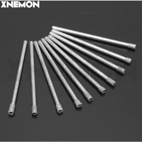 XNEMON 3mm 1/8" Diamond Coated Drill Bit Set Hole Saw Core Drills For Glass Marble Tile 50mm Length 50pcs