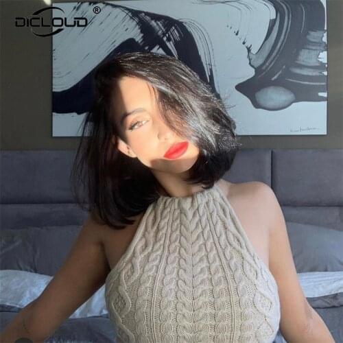 Y2k Hot Girls Rose Crop Top Women Summer Backless Lace Up Knit Tops Street Fashion Cool Ladies Knitted Halter Top Female T Shirt