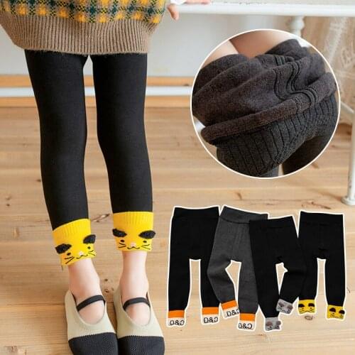 Toddler girls winter Thicken Fleece Lining trousers baby kids love pig cat mouse leggings Plus velvet warmer boy child trousers